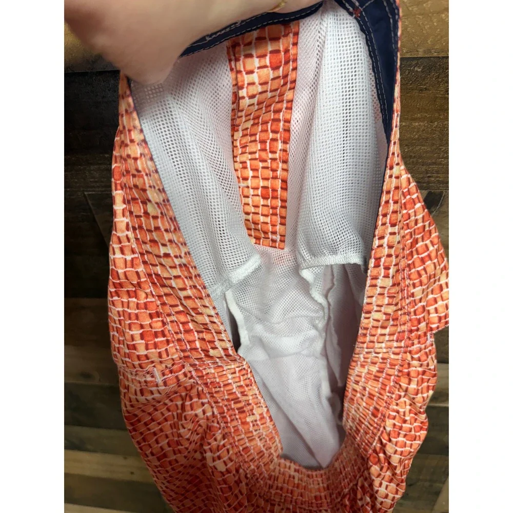 Tommy Bahama Mens XXL Swim Trunks Orange Geometric Basketweave‎ Board Shorts